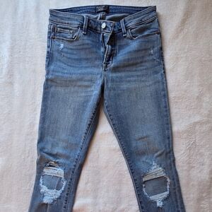 Abercrombie & Fitch Gray Distressed Skinny Jeans
